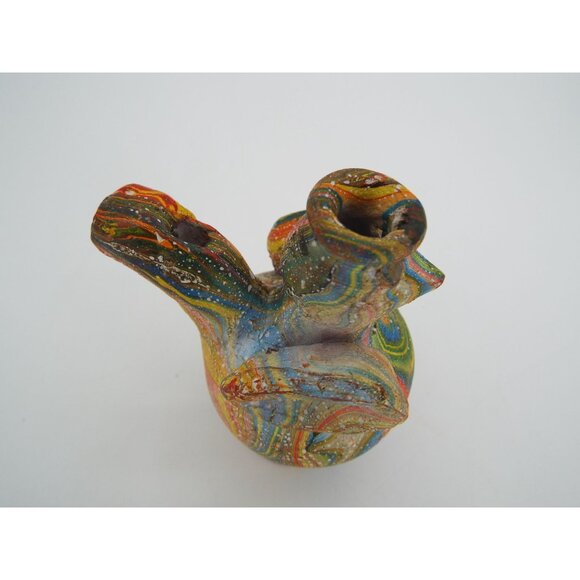 Multicolor Marbled Chicken Rooster Clay Whistle Figurines Folk Art Set of 3 - Picture 15 of 16